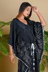 Dyelogue_Black Habutai Silk Bandhani Kaftan _Online_at_Aza_Fashions