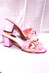 Shop_Foot Fuel_Pink Feathers Boho Embellished Block Heels _Online_at_Aza_Fashions