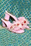 Foot Fuel_Pink Feathers Boho Embellished Block Heels _at_Aza_Fashions