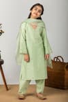 Buy_Boteh_Green Chanderi Cotton Silk Embroidered Kurta Set _at_Aza_Fashions