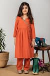 Buy_Boteh_Orange Cotton Embroidered Kurta And Pant _at_Aza_Fashions