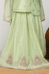 Buy_Boteh_Green Chanderi Cotton Silk Embroidered Lehenga Set _Online_at_Aza_Fashions