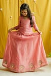 Boteh_Pink Embroidered Lehenga Set For Girls_Online_at_Aza_Fashions