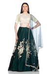 Buy_Salt And Spring_Green Chanderi Floral Motifs Round Embroidered Lehenga Set _at_Aza_Fashions