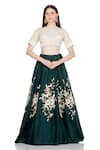 Buy_Salt And Spring_Green Chanderi Floral Motifs Round Embroidered Lehenga Set _Online_at_Aza_Fashions