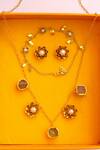 Buy_ZARIIN_Gold Plated Pearl Daisy Dreams Jewellery Set Gift Box_at_Aza_Fashions