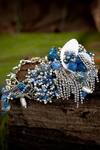 House Of D"Oro_Blue Beads And Shells Ferns Cluster Bracelet_Online_at_Aza_Fashions
