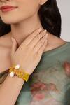 Buy_House Of D"Oro_Yellow Beads And Shells Kahili Cluster Bracelet_at_Aza_Fashions