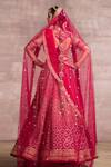 Shop_Tarun Tahiliani_Red Lehenga And Blouse Dupion Silk Veil & Dupatta Tulle Embroidered Bridal Set_at_Aza_Fashions
