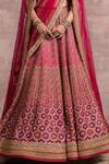Buy_Tarun Tahiliani_Red Lehenga And Blouse Dupion Silk Veil & Dupatta Tulle Embroidered Bridal Set_Online_at_Aza_Fashions