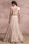 Shop_Tarun Tahiliani_White Georgette Embroidery Boat Draped Blouse And Lehenga Set_at_Aza_Fashions