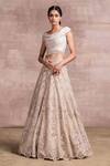 Tarun Tahiliani_White Georgette Embroidery Boat Draped Blouse And Lehenga Set_Online_at_Aza_Fashions