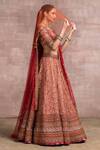 Tarun Tahiliani_Red Lehenga And Blouse  Veil Tulle Dupatta Organza Bridal Set_Online_at_Aza_Fashions