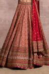 Buy_Tarun Tahiliani_Red Lehenga And Blouse  Veil Tulle Dupatta Organza Bridal Set_Online_at_Aza_Fashions