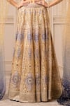 Tarun Tahiliani_Gold Gota Lazer Cut Embroidered Geometric Notched Cutwork Lehenga And Blouse Set _at_Aza_Fashions