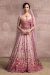 Buy_Tarun Tahiliani_Pink Lehenga And Blouse Shimmer Georgette Veil Tulle Floral Bridal Set_at_Aza_Fashions