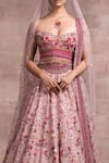 Shop_Tarun Tahiliani_Pink Lehenga And Blouse Shimmer Georgette Veil Tulle Floral Bridal Set_Online_at_Aza_Fashions
