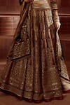 Buy_Tarun Tahiliani_Maroon Lehenga And Blouse Silk Dupion Printed Floral Hand Embroidered Bridal Set _Online_at_Aza_Fashions