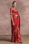 Tarun Tahiliani_Red Brocade Lehenga Saree Set_Online_at_Aza_Fashions