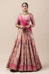 Buy_Tarun Tahiliani_Pink Lehenga Silk Dupion Dupatta Handloom Blouse Net Embroidery Bridal Set _at_Aza_Fashions