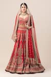 Buy_Tarun Tahiliani_Red Lehenga And Blouse Raw Silk Dupatta Soft Embroidered Panelled Bridal Set_at_Aza_Fashions