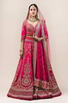 Buy_Tarun Tahiliani_Pink Lehenga And Blouse Raw Silk Dupatta Soft Net Embroidered Bridal Set_at_Aza_Fashions