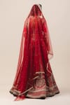 Shop_Tarun Tahiliani_Red Lehenga And Blouse Raw Silk Dupatta Soft Embroidered Panelled Bridal Set_at_Aza_Fashions