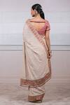 Shop_Tarun Tahiliani_Peach Silk Georgette Chikankari Saree With Blouse_at_Aza_Fashions