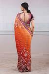 Shop_Tarun Tahiliani_Orange Saree Silk Crepe Blouse Dupion Silk Kasheeda Embroidered With_at_Aza_Fashions