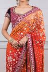 Shop_Tarun Tahiliani_Orange Saree Silk Crepe Blouse Dupion Silk Kasheeda Embroidered With_Online_at_Aza_Fashions