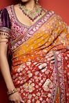 Tarun Tahiliani_Orange Saree Silk Crepe Blouse Dupion Petticoat Satin Lycra U Neck With _Online_at_Aza_Fashions