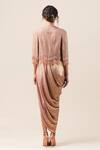 Shop_Tarun Tahiliani_Pink Dolphine Embroidery Round Draped Dress With Cape _at_Aza_Fashions