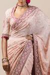 Tarun Tahiliani_Pink Georgette U Neck Embroidered Saree With Blouse_Online_at_Aza_Fashions