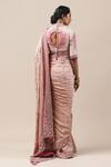 Shop_Tarun Tahiliani_Pink Georgette U Neck Embroidered Saree With Blouse_at_Aza_Fashions