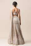 Shop_Tarun Tahiliani_White Tulle Embroidery V Neck Draped Lehenga Saree _at_Aza_Fashions