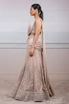 Buy_Tarun Tahiliani_Beige Tulle Round Kalidar Lehenga Saree With Blouse _Online_at_Aza_Fashions