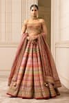 Buy_Tarun Tahiliani_Multi Color Lehenga And Blouse Silk Dupion Embroidered Aari Zardozi & Set_at_Aza_Fashions