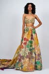 Shop_Taavare_Off White Tissue Organza And Embroidery Floral Sweetheart Lehenga Set _at_Aza_Fashions