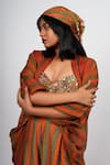 Buy_Taavare_Multi Color Raw Silk And Embroidery Floral Cowl Jacket Pant Set _Online_at_Aza_Fashions