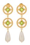 Zeeya Luxury Jewellery_Gold Plated Stone Embellished Tiered Drop Earrings_Online_at_Aza_Fashions