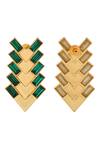 Zeeya Luxury Jewellery_Gold Plated Stone Geometric Motif Earrings_Online_at_Aza_Fashions