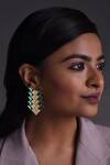 Buy_Zeeya Luxury Jewellery_Gold Plated Stone Geometric Motif Earrings_Online_at_Aza_Fashions