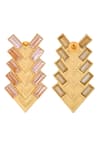 Buy_Zeeya Luxury Jewellery_Gold Plated Stone Embellished Geometric Motif Earrings _Online_at_Aza_Fashions