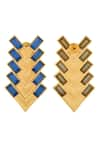 Zeeya Luxury Jewellery_Blue Stone Studded Geometric Motif Earrings_Online_at_Aza_Fashions