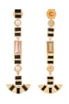 Zeeya Luxury Jewellery_Black Stone Geometric Motif Tiered Earrings_Online_at_Aza_Fashions