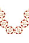 Buy_Zeeya Luxury Jewellery_Gold Plated Stone Embellished Floral Motif Necklace_Online_at_Aza_Fashions