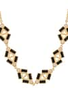 Buy_Zeeya Luxury Jewellery_Black Stone Triangular Motif Studded Necklace _Online_at_Aza_Fashions