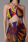 Buy_Saaksha & Kinni_Multi Color Chanderi Abstract Halter Bralette _Online_at_Aza_Fashions