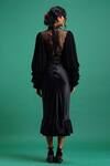 Shop_Nidhi Yasha_Black Viscose Embroidery Round Top  _at_Aza_Fashions