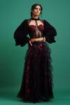 Buy_Nidhi Yasha_Black Viscose Embroidery Round Top  _Online_at_Aza_Fashions